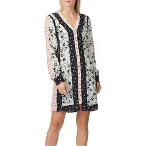 Nicole Miller Tulip Ditzy Floral Printed Long Sleeve Button Down Shift Dress 10